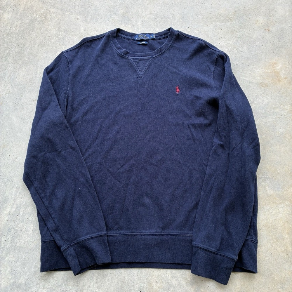 Polo Ralph Lauren Men Navy Blue Crewneck Sweatshirt Estate Rib XL - Picture 2 of 4